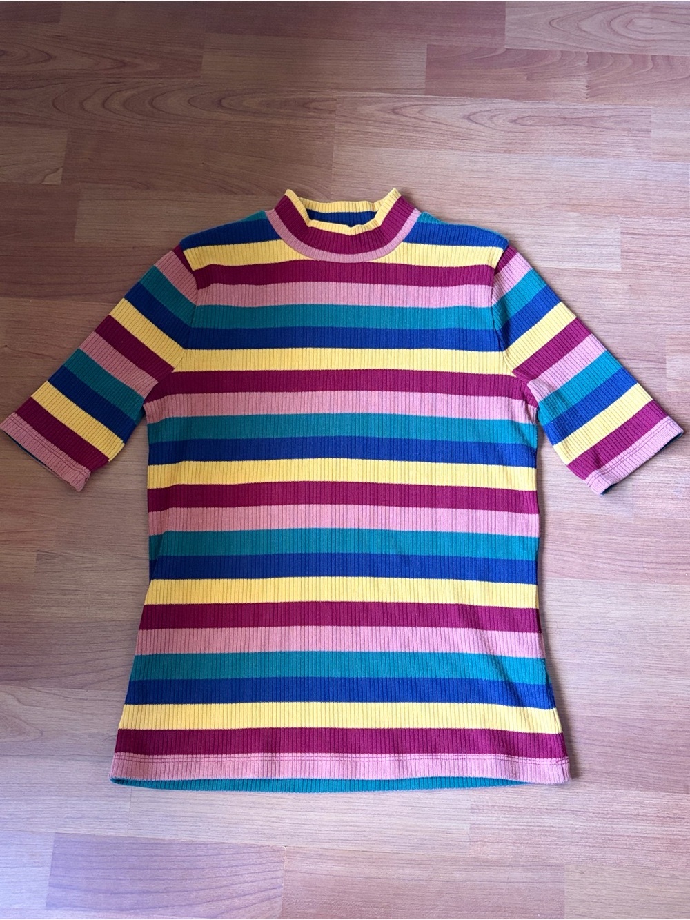 Madewell Rainbow 3/4 sleeve sweater type top mock neck - Picture 6 of 10